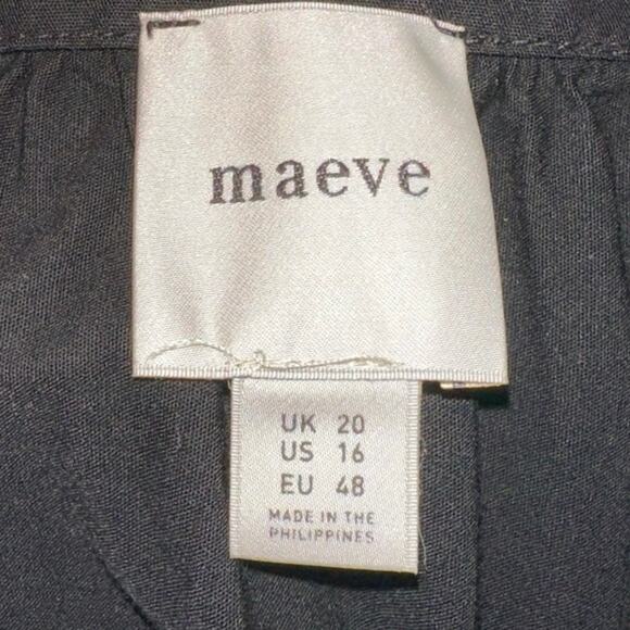 Maeve Anthropologie Wrap Skirt Size 16 Black Midi A-Line Tie Waist Flowy - Picture 4 of 6